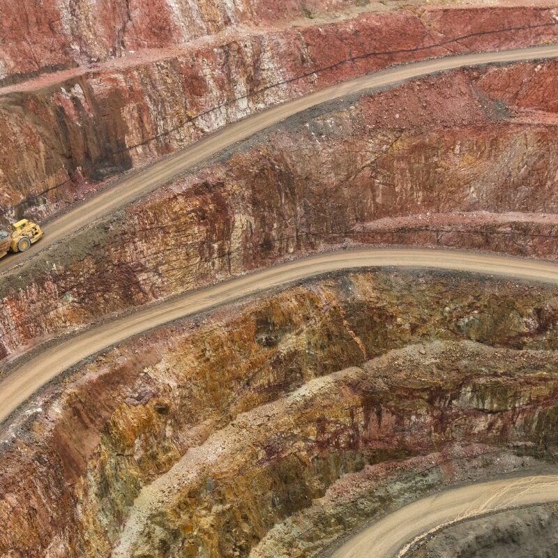 Gold mine, with Haul truck driving up road, located in Cobar NSW AustraliaOpen Cut Gold mine, located in Cobar NSW Australia